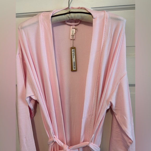 SKIMS Valentine’s Cherry Blossom Pink Soft Lounge Long Robe Medium Rib NWT New M - Picture 14 of 15